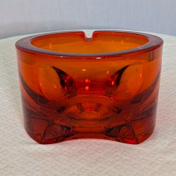 Vintage Viking Glass Ashtray Atomic Orbit Persimmon Tripod Mid Century MCM Retro - Picture 5 of 11